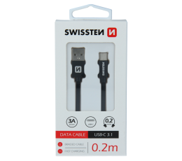 SWISSTEN KABEL USB USB-C TEXTILE 0.2M BLACK-19559