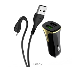 HOCO ŁAD SAM 2xUSB QC3.0 KABEL TYP C BLACK Z31-13577