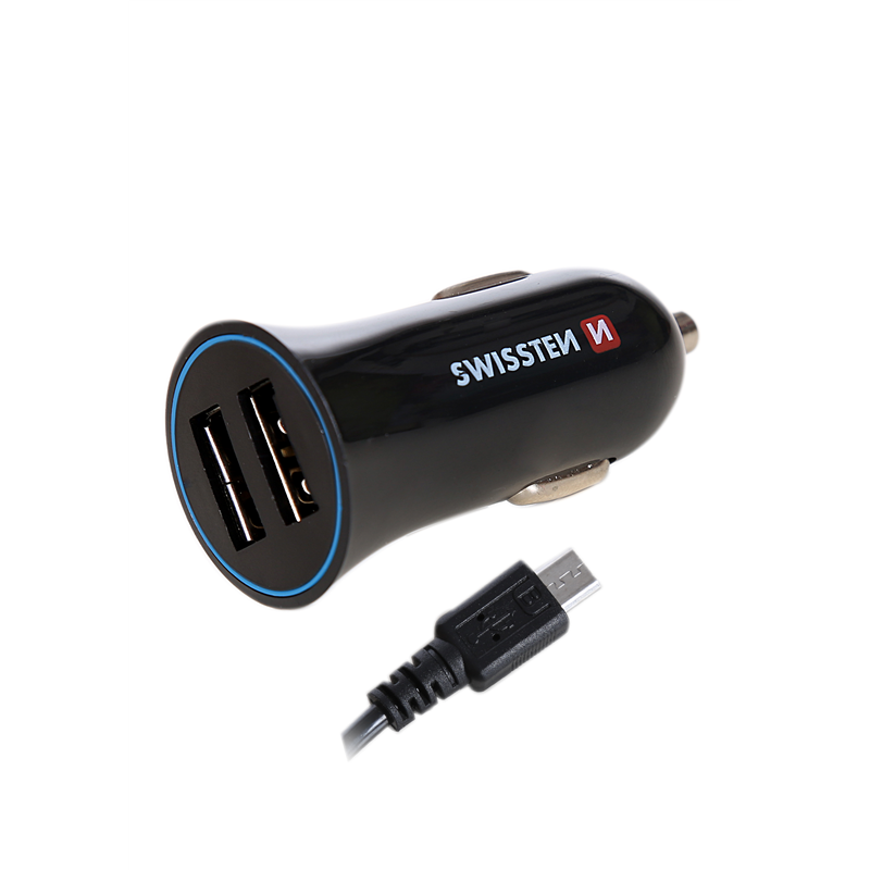 SWISSTEN ŁAD SAM 2xUSB 2.4A + KABEL MICROUSB BLACK-15212