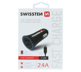 SWISSTEN ŁAD SAM 2xUSB 2.4A + KABEL MICROUSB BLACK-15212