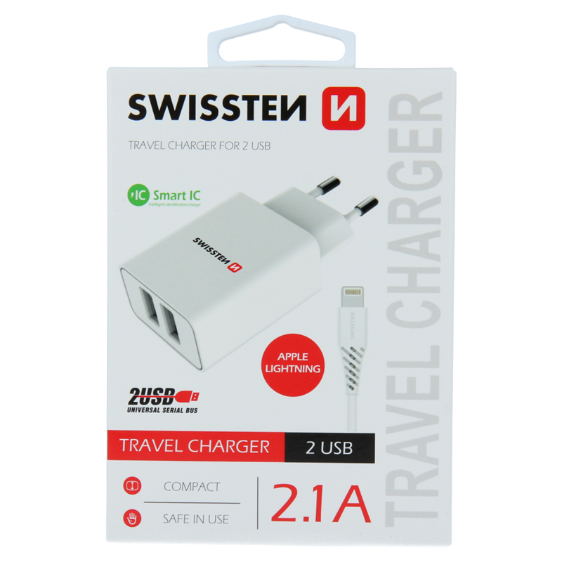 SWISSTEN ŁAD SIEC 2.1A 2xUSB LIGHTNING IPHONE Bi-15230