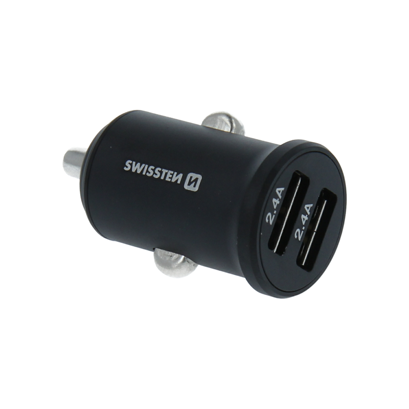 SWISSTEN ŁAD SAM 2xUSB 4.8A METAL BLACK-15234