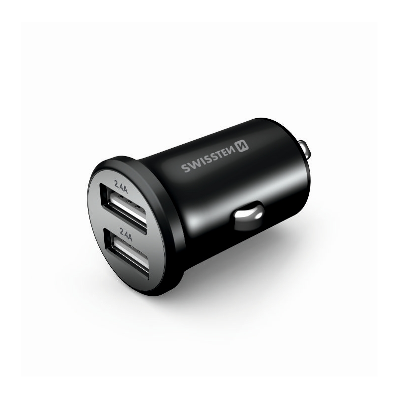 SWISSTEN ŁAD SAM 2xUSB 4.8A METAL BLACK-15235