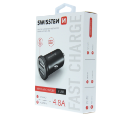SWISSTEN ŁAD SAM 2xUSB 4.8A METAL BLACK-15233