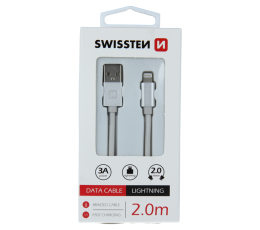 SWISSTEN KABEL USB LIGHTNING IPHONE TEXTILE 2M WHI-15240