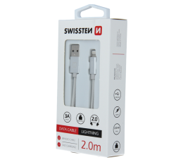 SWISSTEN KABEL USB LIGHTNING IPHONE TEXTILE 2M WHI-15240