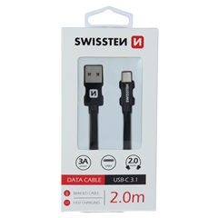 SWISSTEN KABEL USB USB-C TEXTILE 2M BLACK-15248