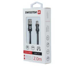 SWISSTEN KABEL USB USB-C TEXTILE 2M BLACK-15247