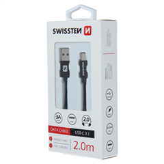 SWISSTEN KABEL USB USB-C TEXTILE 2M BLACK-15249