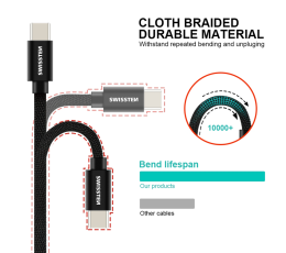 SWISSTEN KABEL USB USB-C TEXTILE 2M BLACK-15247