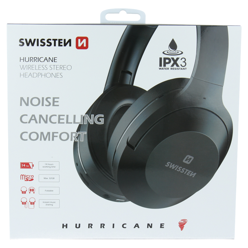 SWISSTEN SŁUCHAWKI NAUSZNE BT HURRICANE BLACK-15274
