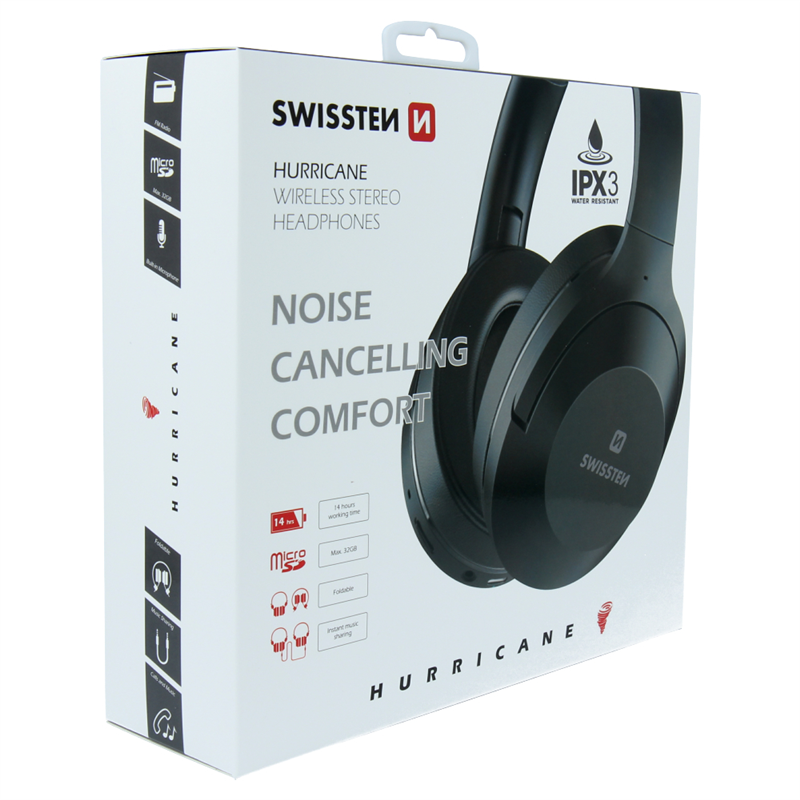 SWISSTEN SŁUCHAWKI NAUSZNE BT HURRICANE BLACK-15275