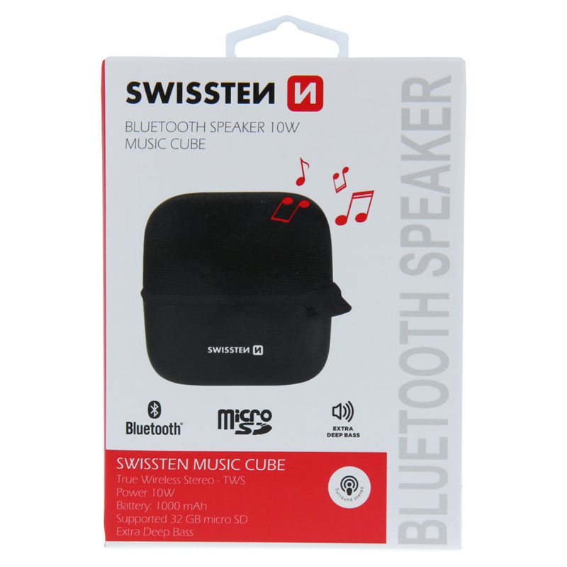 SWISSTEN GŁOŚNIK BLUETOOTH CUBE BLACK 10W -15290