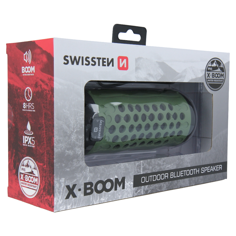 SWISSTEN GŁOŚNIK BLUETOOTH X-BOOM GREEN 2x5W IPX5-15295