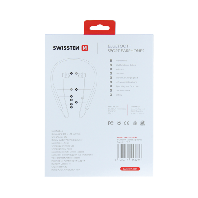 SWISSTEN SŁUCHAWKI SPORTOWE BLUETOOTH SPORT BLACK-15318
