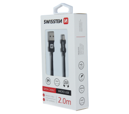 SWISSTEN KABEL USB MICRO USB TEXTILE 2M BLACK-15319