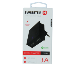 SWISSTEN ŁAD SIEC 2xUSB SMART IC 3A BLACK -15466