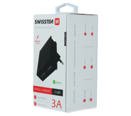 SWISSTEN ŁAD SIEC 2xUSB SMART IC 3A BLACK -15466