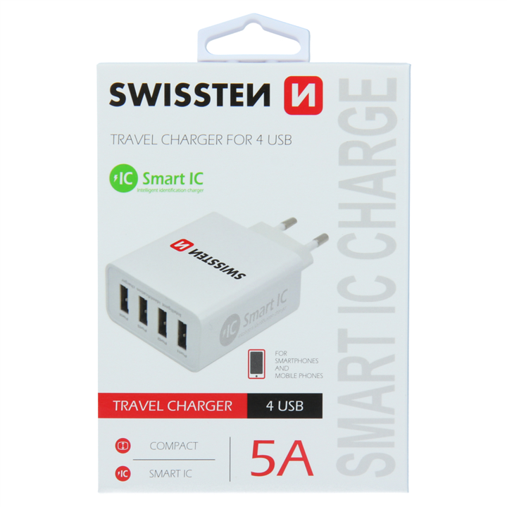 SWISSTEN ŁAD SIEC 4xUSB SMART IC 5A WHITE -15471