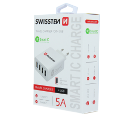 SWISSTEN ŁAD SIEC 4xUSB SMART IC 5A WHITE -15471