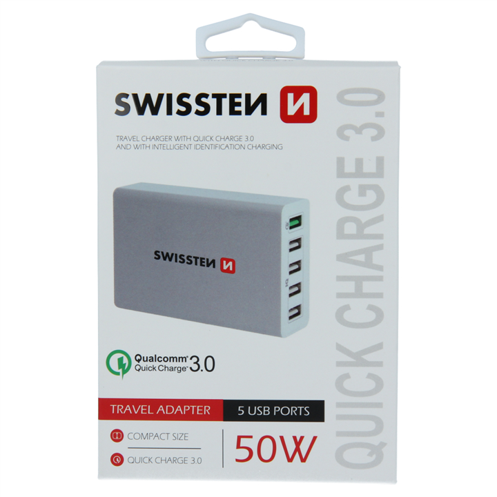 SWISSTEN ŁAD SIEC QC3.0 SMART IC 5xUSB 50W WHITE-15474