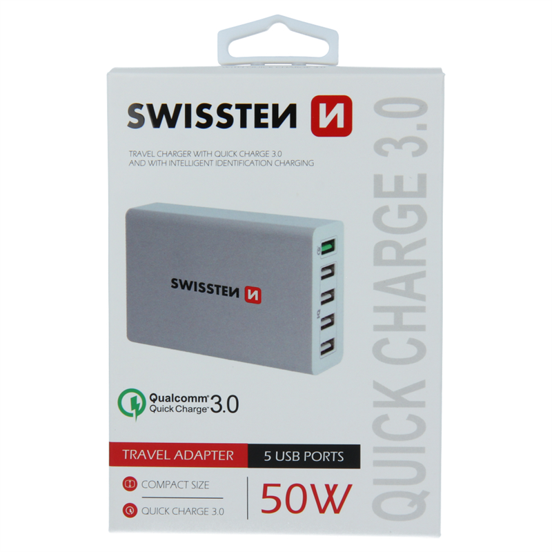 SWISSTEN ŁAD SIEC QC3.0 SMART IC 5xUSB 50W WHITE-15474