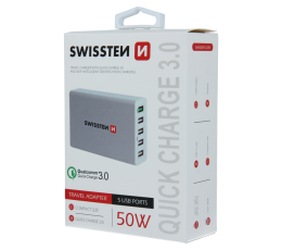 SWISSTEN ŁAD SIEC QC3.0 SMART IC 5xUSB 50W WHITE-15474