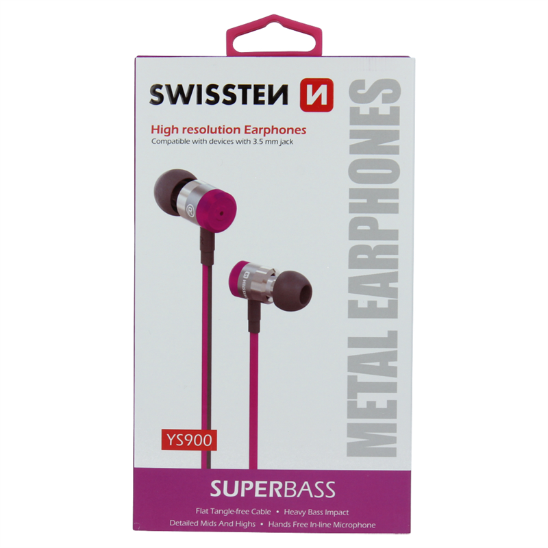 SWISSTEN SŁUCHAWKI DOUSZNE SUPERBASS YS900 PINK-15516