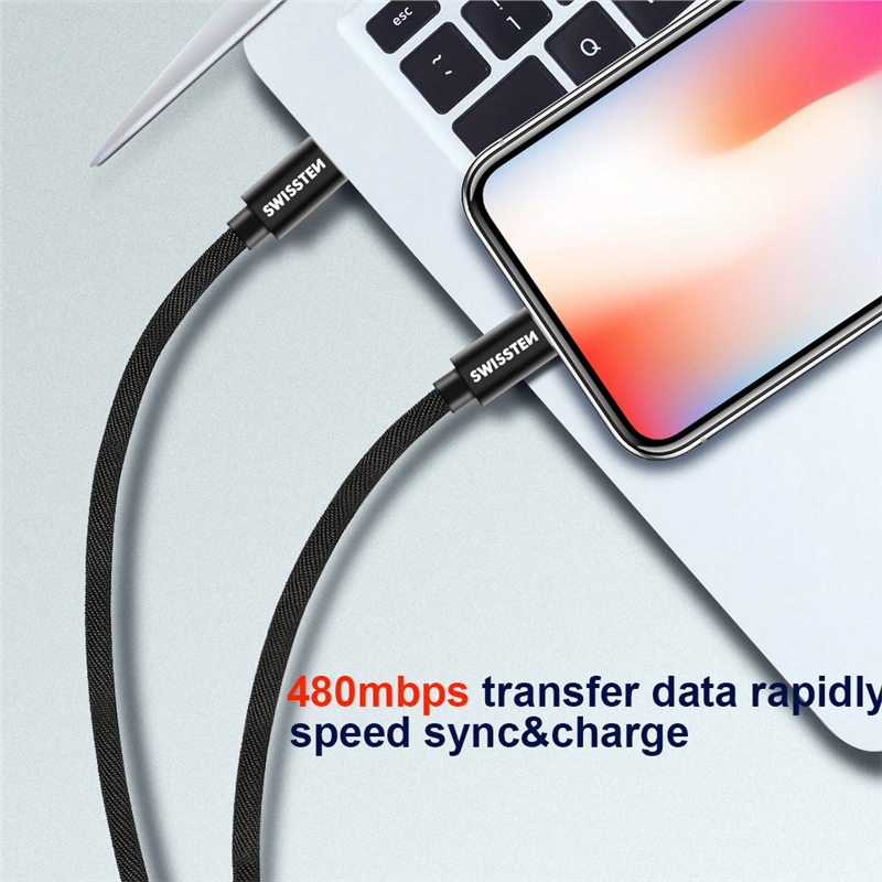 SWISSTEN KABEL USB / LIGHTNING IPHONE MFI TEXTIL-16787