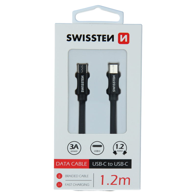 SWISSTEN KABEL USB-C / USB-C 1.2M TEXTILE BLACK-16998
