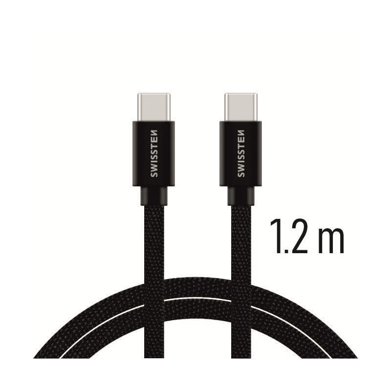 SWISSTEN KABEL USB-C / USB-C 1.2M TEXTILE BLACK-16997