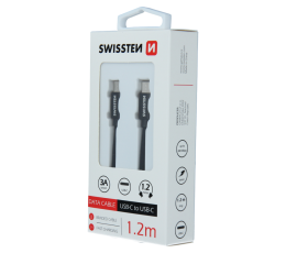 SWISSTEN KABEL USB-C / USB-C 1.2M TEXTILE BLACK-16998