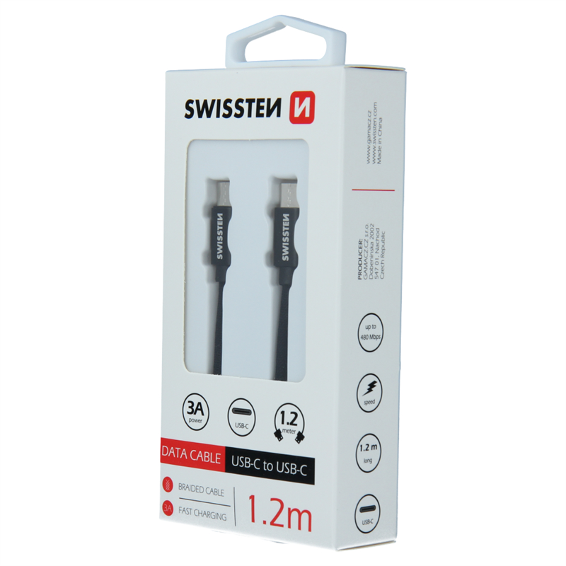 SWISSTEN KABEL USB-C / USB-C 1.2M TEXTILE BLACK-16999