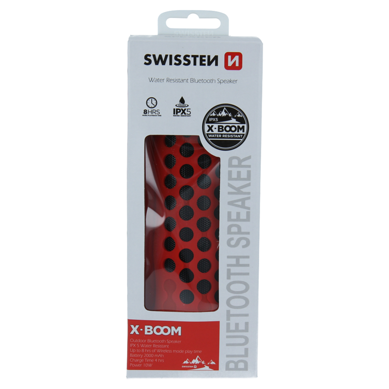 SWISSTEN GŁOŚNIK BLUETOOTH X-BOOM RED 2x5W IPX5-17785
