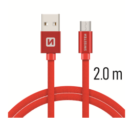 SWISSTEN KABEL USB MICRO USB TEXTILE 2M RED-18501