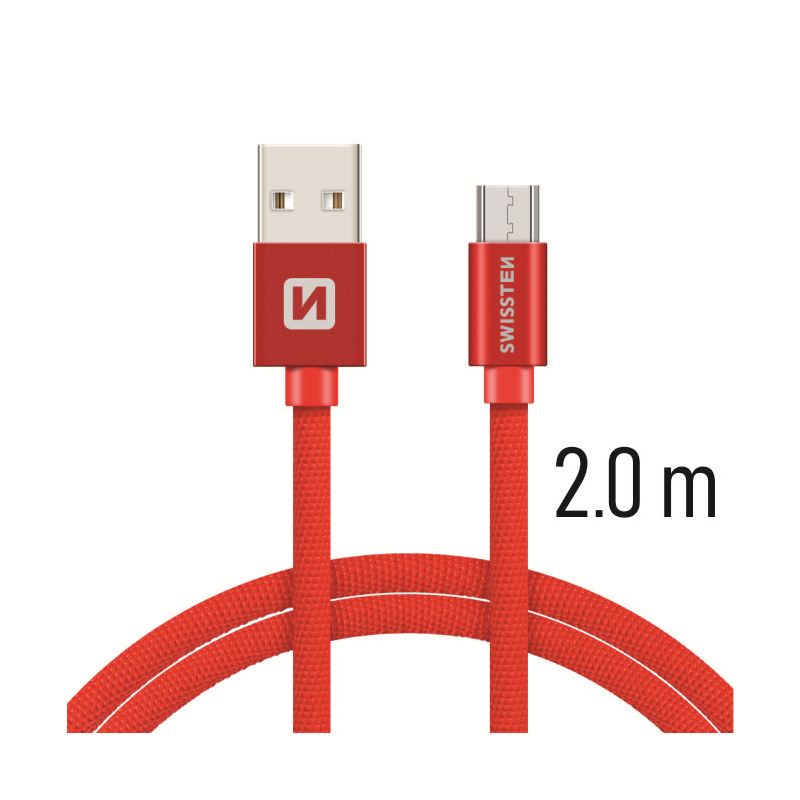 SWISSTEN KABEL USB USB-C TEXTILE 2M RED-18505