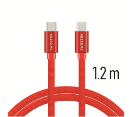 SWISSTEN KABEL USB-C / USB-C 1.2M TEXTILE RED-18517