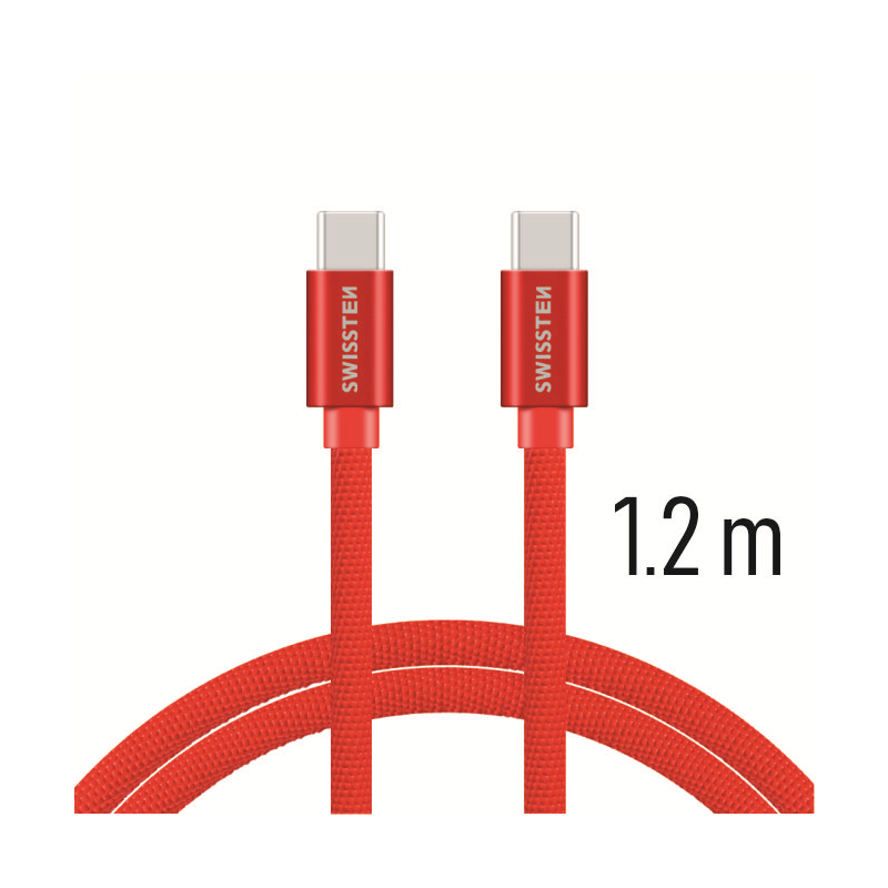 SWISSTEN KABEL USB-C / USB-C 1.2M TEXTILE RED-18517