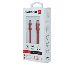 SWISSTEN KABEL USB-C / USB-C 1.2M TEXTILE RED-18517