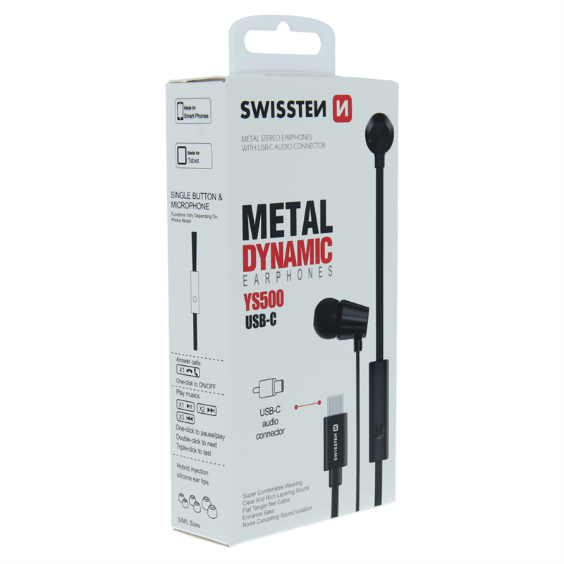 SWISSTEN SŁUCHAWKI DYNAMIC YS500 BLACK USB-C-18525