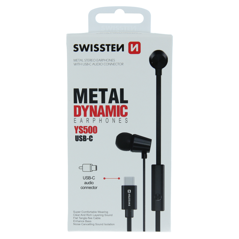 SWISSTEN SŁUCHAWKI DYNAMIC YS500 BLACK USB-C-18524 SWISSTEN SŁUCHAWKI DYNAMIC YS500 BLACK USB-C-18524