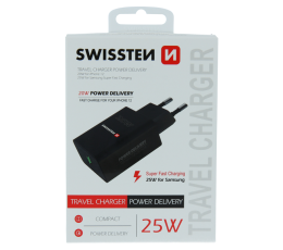 SWISSTEN ŁAD SIEC USB-C 25W IPHONE SAMSUNG BLACK-18643