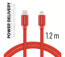 SWISSTEN KABEL USB-C / LIGHTING 1.2M TEXTILE RED-19673