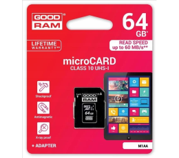 KARTA PAMIĘCI GOODRAM MICROSD 64GB CL10 ADAPTER-16989