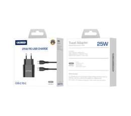 JELLICO ŁAD SIEC USB-C 25W + KABEL USB-C BLACK-19183