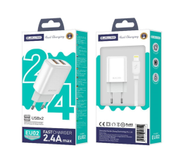JELLICO ŁAD SIEC 2.4A 2xUSB LIGHTNING IPHONE WHITE-19305