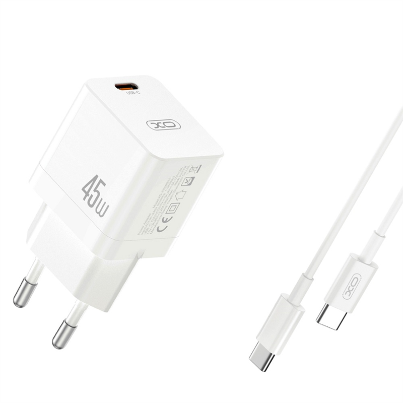 XO ŁAD SIEC USB-C 45W + KABEL USB-C WHITE-21385