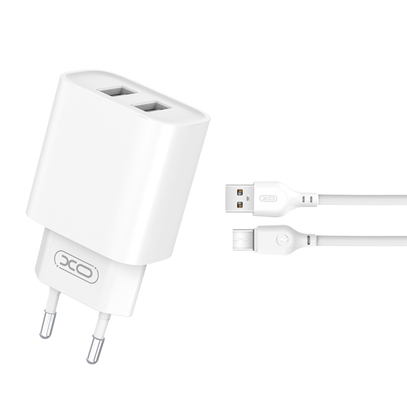 XO ŁAD SIEC 2xUSB 2,1A + KABEL USB-C WHITE-21595