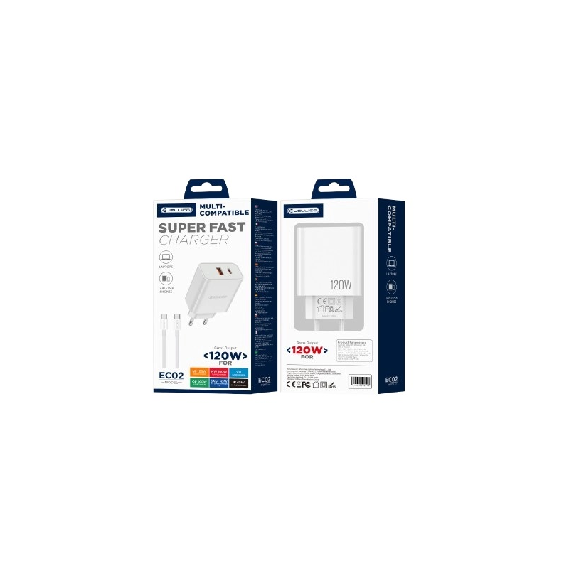 JELLICO ŁAD SIEC USB-C 120W + KABEL USB-C WHITE-22614