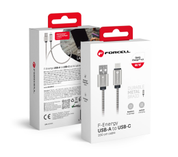 KABEL FORCELL USB USB-C 3A QC4.0 3A 66W METAL 2M-22644
